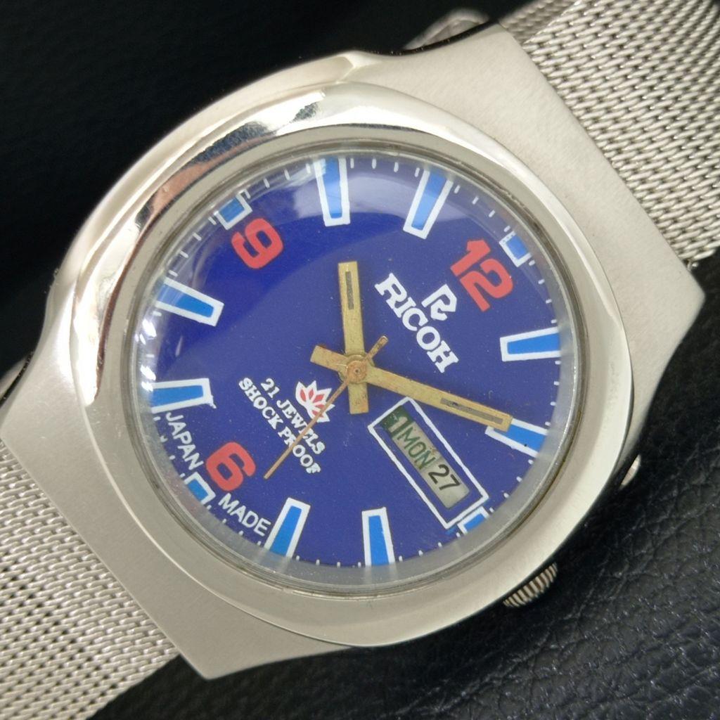 

VINTAGE RICOH R31 AUTOMATIC JAPAN MENS BLUE COLOR DIAL WATCH a707914-1