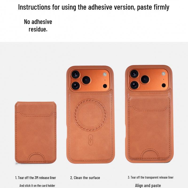 Magnetic Leather Flip Card Holder Stand for Apple 16 Phone