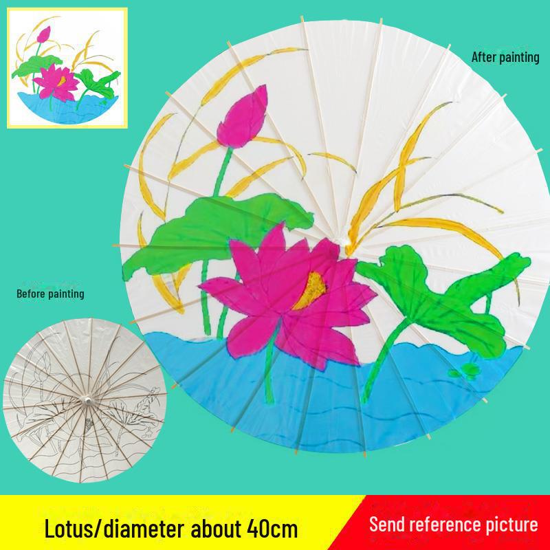 DIY Handbemaltes Weißes Ölpapier Schirm-Set für Kinder - Bastelprojekt im antiken Stil für den Kindergarten