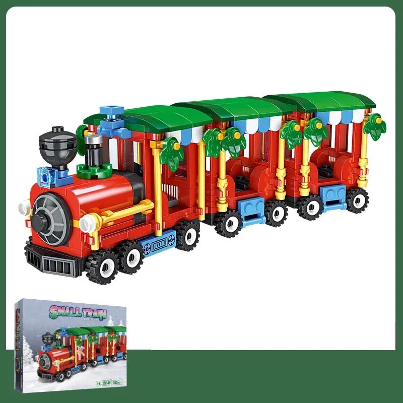 Non-Toxic Christmas City Street View Building Blocks Cream Cart Snowman Skateboard Shop Gift Car Model Bricks Decoration Christmas Gifts