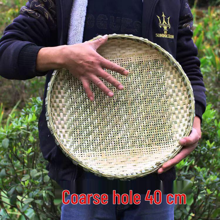 Bamboo Household Winnowing Basket: Perforated & Non-Perforated Bamboo Sieve, Handmade Woven Tray for Dried Goods & Sun-drying Decor