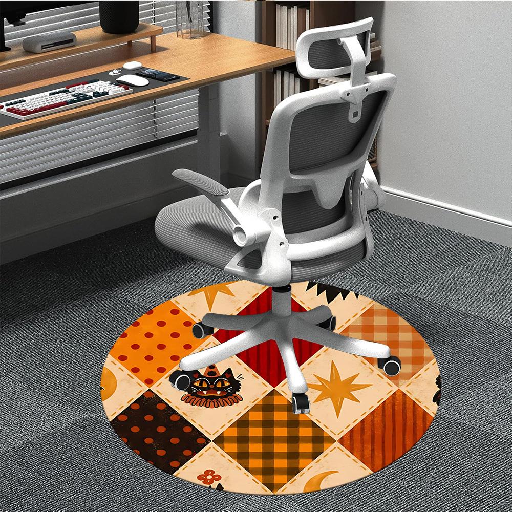 1pc Halloween Cat Office Round Area Rug, Indoor Mat Suitable For Office, Under Office Chairs Bedroom Living Room Home Decor, Room Deco