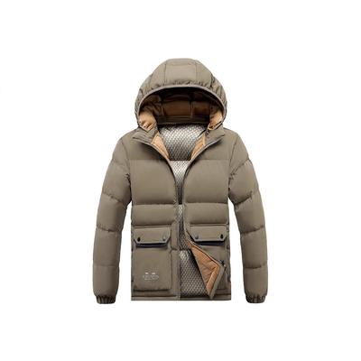 2025 Men's Winter Slim Fit Cotton Jacket with Removable Hood, Korean Style, Ribbed Trendy Design