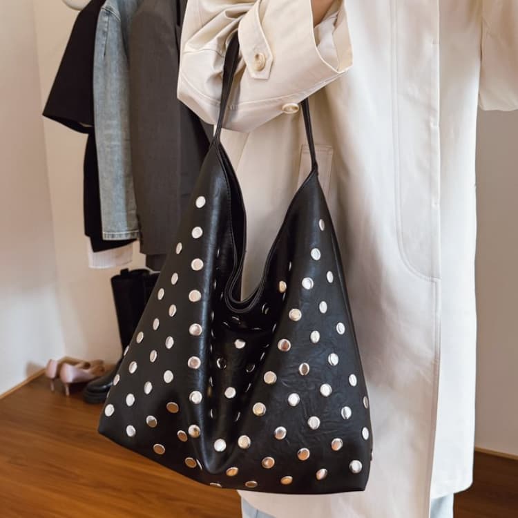 Women's Metal Polka Dot Shoulder Bag Tote Bag