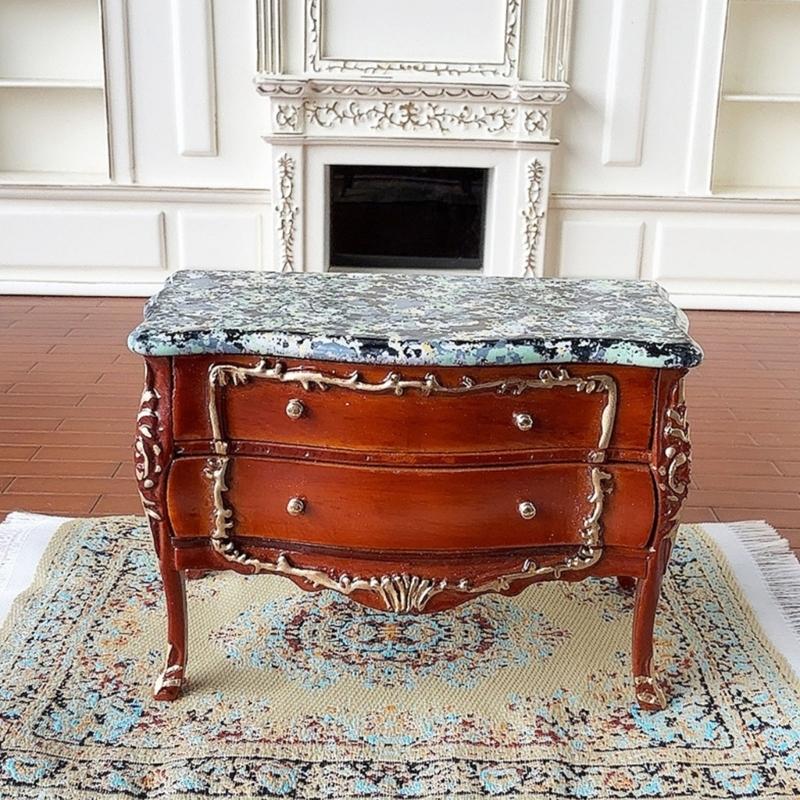 Puppenhäuser Ausstellung Nachttisch Weißes Holz Puppenhäuser Schubladenschrank Nachttisch Goldene Akzente