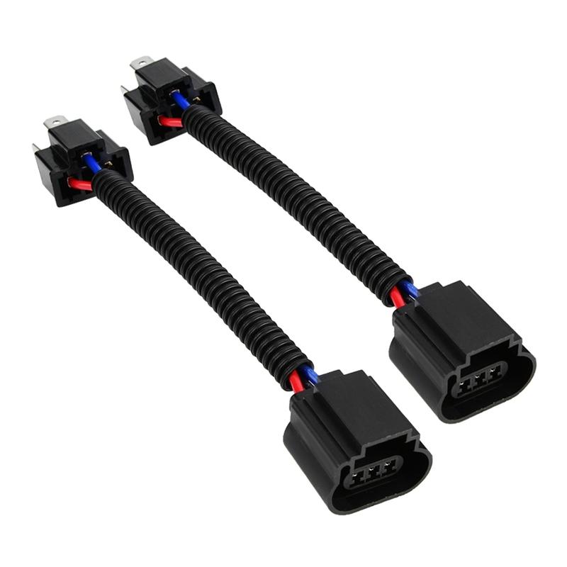 2pcs H4 Male to H13 Female Connector Car Pigtail Wire Wiring Harness Adapters for Ford
