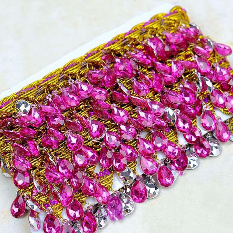 Diy Garment Sewing Accessories Hat Lace Ribbon Drop Rhinestones Diamond Costume Dress Sequined Tassel Fringe Edge Lace Trims