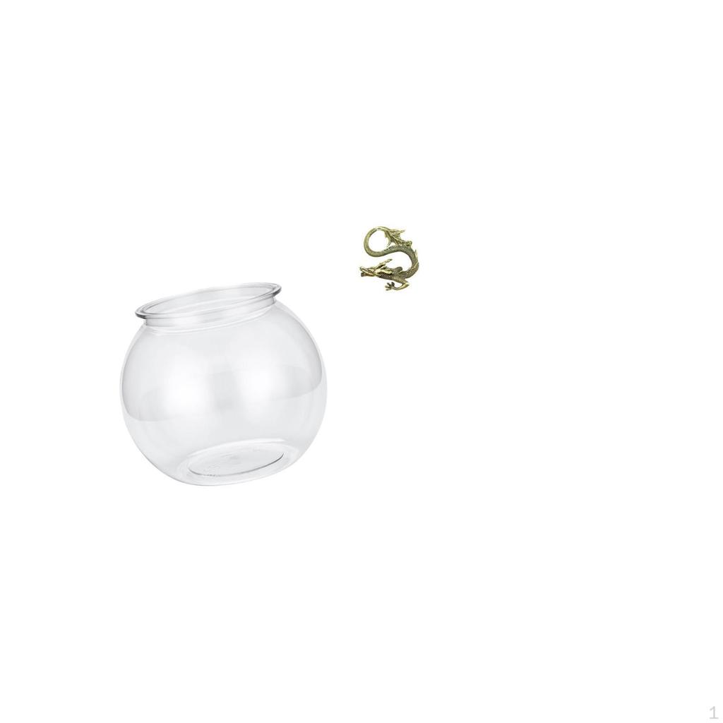 Transparent Brass Fish Tank Statue Miniature Ornament Clear Vase for Bedroom Living Room Home Office
