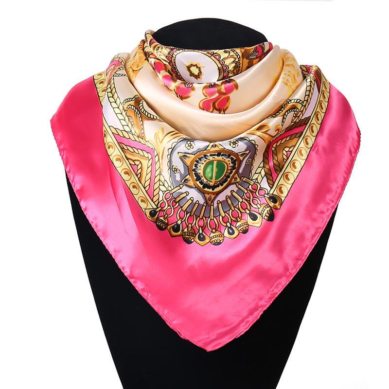 New simulated silk scarf, striped women's small square scarf, flight attendant workplace decoration cm spring and summer silk scarf