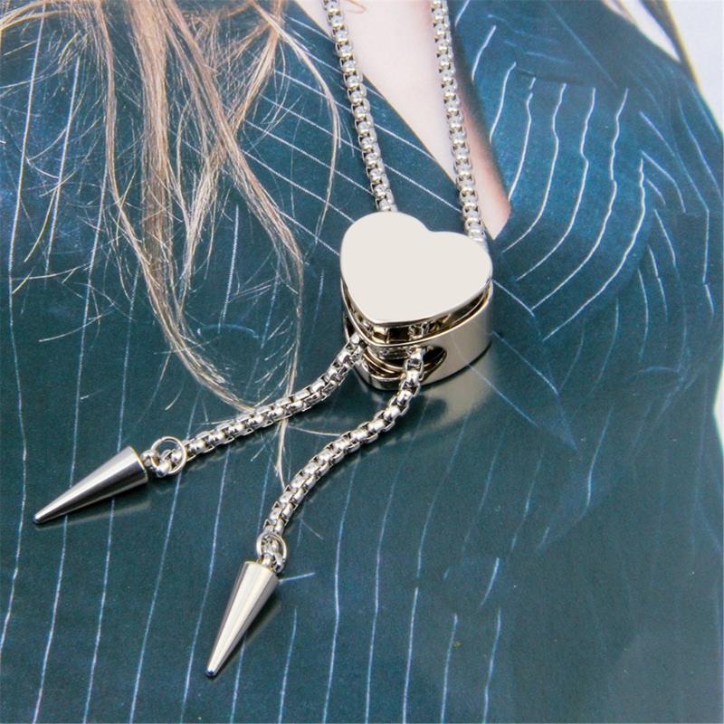 Versatile Stainless Steel Necklace With Heart Shaped Sliding Pendant For Formal And Casual Event Comfortable Design