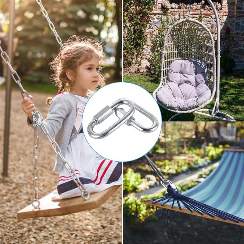 A23I-60Pcs Carabiner M6 Quick Link 6Mm Chain Link, Galvanized Iron Chain Connector Heavy Duty Quick Link серебряный