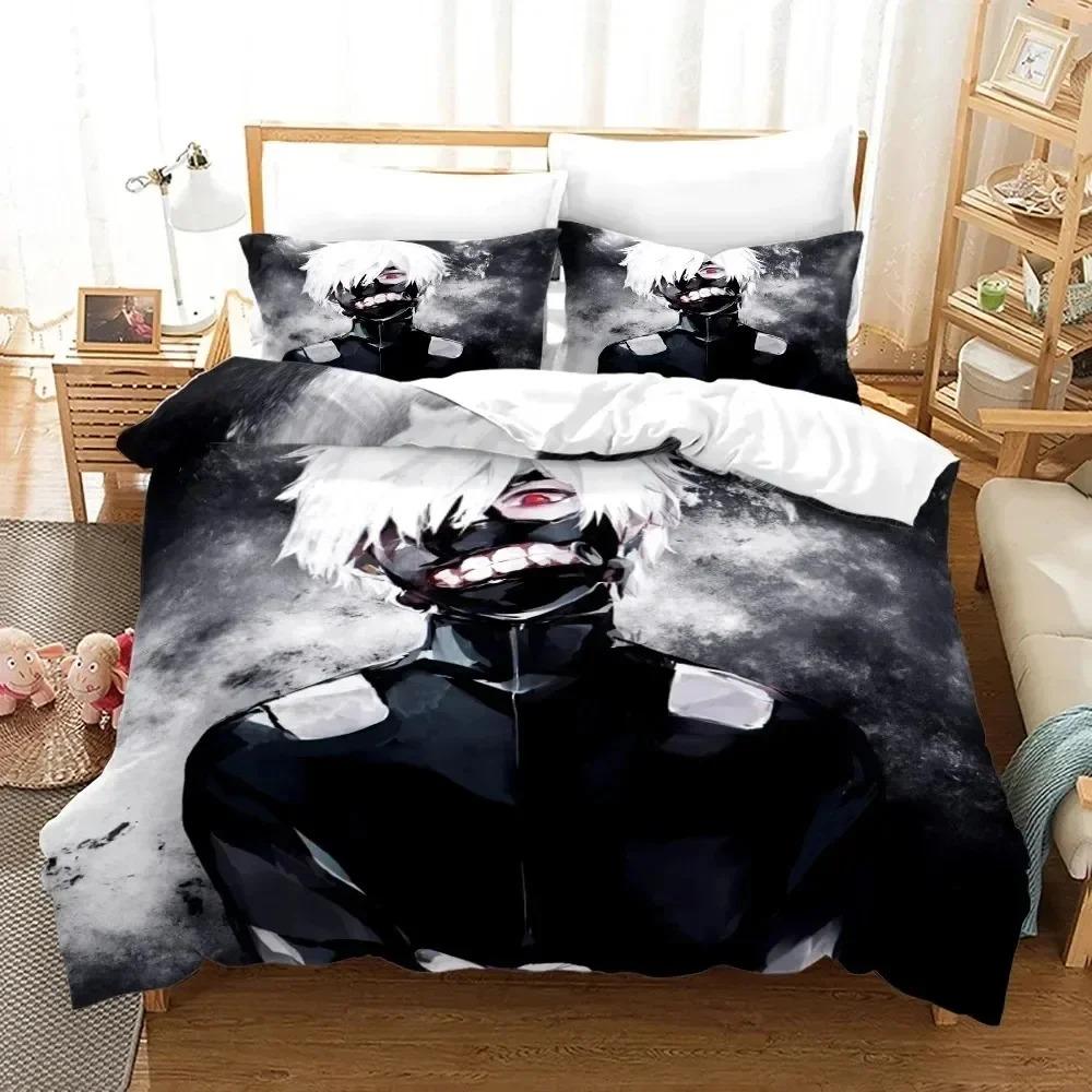 3D Print Anime Tokyo Ghoul Bedding Set Duvet Cover Bed Set Quilt Cover Pillowcase Comforter King Queen Size Boys Adult Bedding