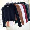 Damen Koreanischer Stil Slim Fit Halbochgeschlossenes Crop-Top - Langarm, Hohe Taille, Herbst/Winter Mode