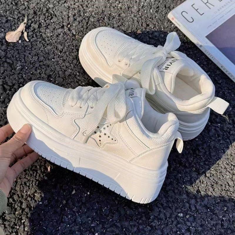 Fashion Spring Autumn High Top Women's Shoes Large Head Thick Bottom Breathable Heightening Sports Casual Shoes Comfortable Rubber Sole