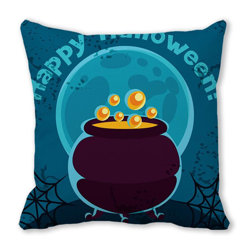 Home Decor Happy Halloween Cushion Cover Pumpkin Print Decorative Pillowcase Demon Cushion Cover 45x45cm Funda De Almohada
