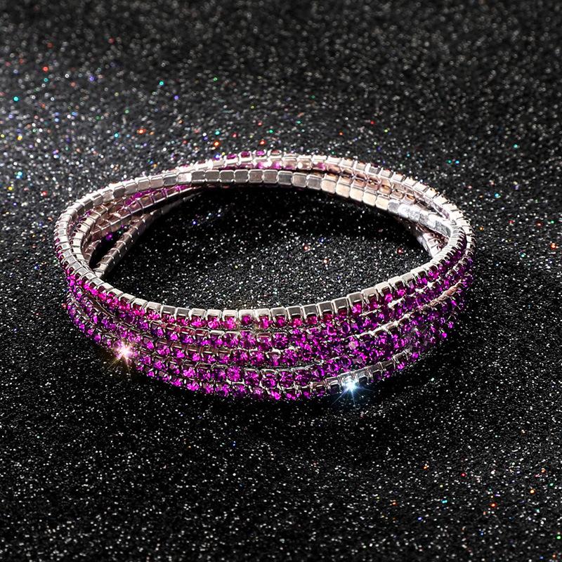 Diamond Elastic Bracelet 2mm Single Row Color Rhinestone Bracelet Women's Bracelet Women's Grab Chain Full Diamond Jewelry