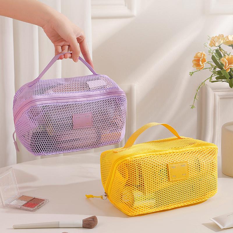 1PC Multi-Compartment Mesh Makeup Pouch Designer Cosmetic Storage with Dividers 23x11x11cm