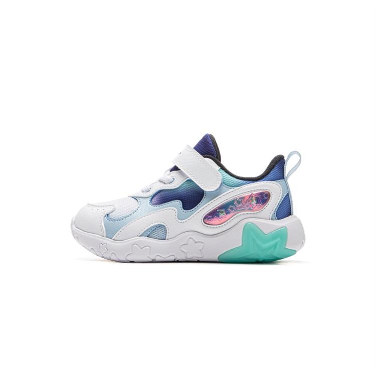 Li Ning Kids Lightweight Fashion Comfortable Casual Shoes Kids Sneaker Standard-White Sky-Blue Shadow-Purple-Blue YKNU108-5
