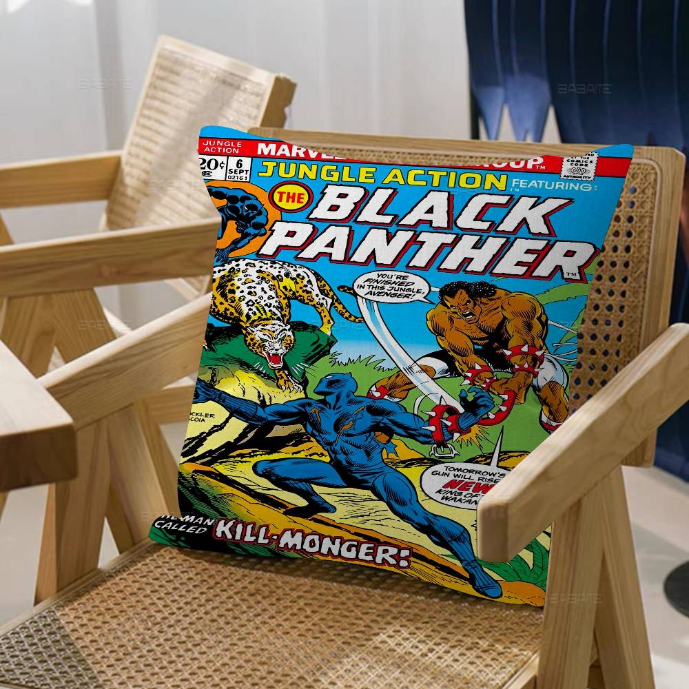 

B-Black P-Panther Marvel Comics Pillow Cover for Bedroom Room and Living Room Sofa Decorative Cushion Cover 12x12Inch
