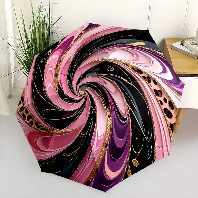 

1pc Swirl Pattern Automatic Opening and Closing Folding Umbrella with 8 Iron Ribs - Portable, Foldable for Travel yy251124095