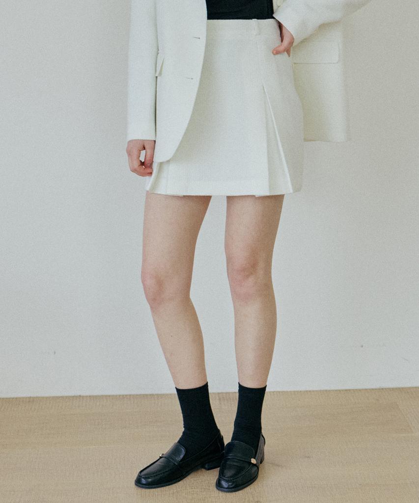 Yeoppe Pleated Tweed Skirt_Ivory