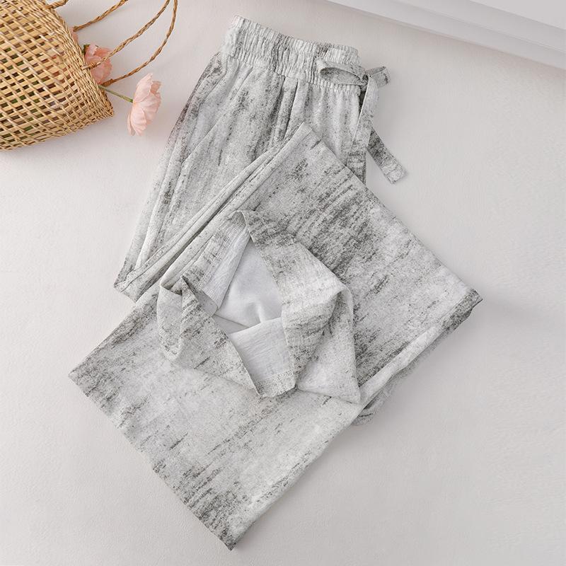 Batikkgefärbte Eis-Seide Lässige Weitbein-Hose für Damen im Sommer Neue Hochtaillierte Lockere und Schlanke Gerade Hose