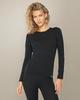 [DANISH ENDURANCE] Merino Wool Long-Sleeve Shirt for Women, Black, XL