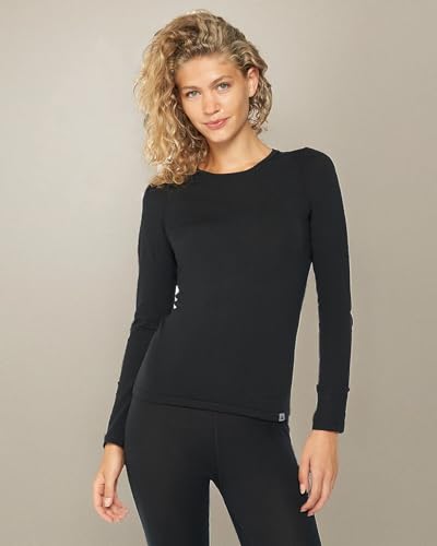 [DANISH ENDURANCE] Merino Wool Long-Sleeve Shirt for Women, Black, XL