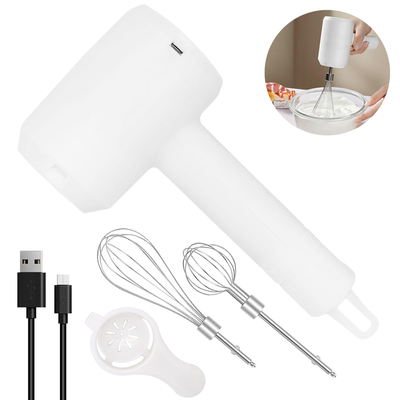 

English: Electric Hand Mixer Double Rods Egg Beater Milk Frother one size білий
