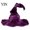 Decorative Hat for Holiday Events Witch Women, Large Ruched Velvet Wizard Comfortable Role Play Halloween Party, Cosplay Costume, Stage Performance