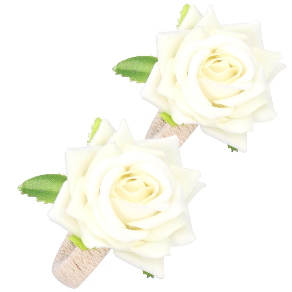 2PCS Bag Simulation Flower Napkin Rings Modern Napkin Holder Table Decorations for WeddingWhite