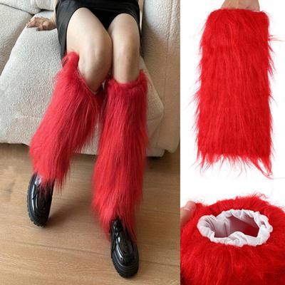 Yousheng Faux Fur Leg Warmers Women Solid Color Fuzzy Long Boot Covers Fluffy Shaggy Leg Warmers for Christmas Costume Nightclub Street Wear
