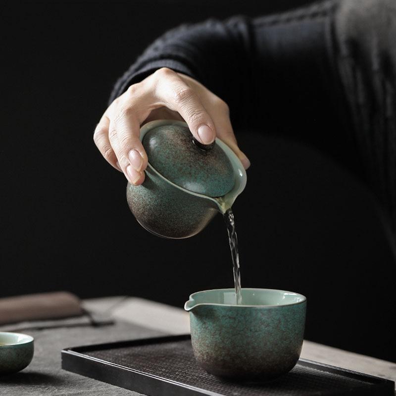 Ceramic Kung Fu Tea Set Portable Bag Quick Tea Cup One Pot Two Cups