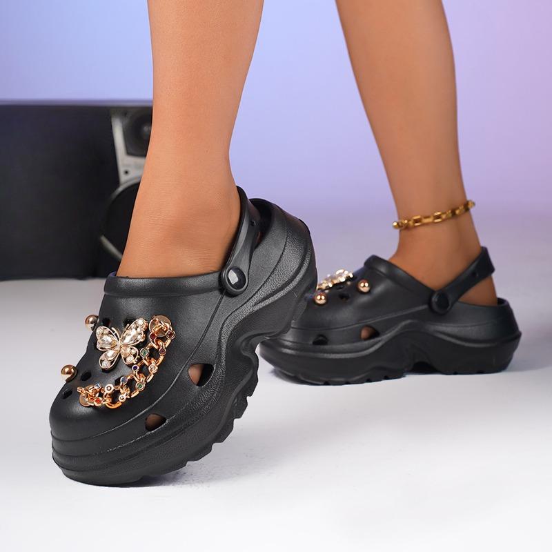 

Женские туфли на толстой подошве Crocs, верхняя обувь и шлепанцы долговечны 38/39 чёрный