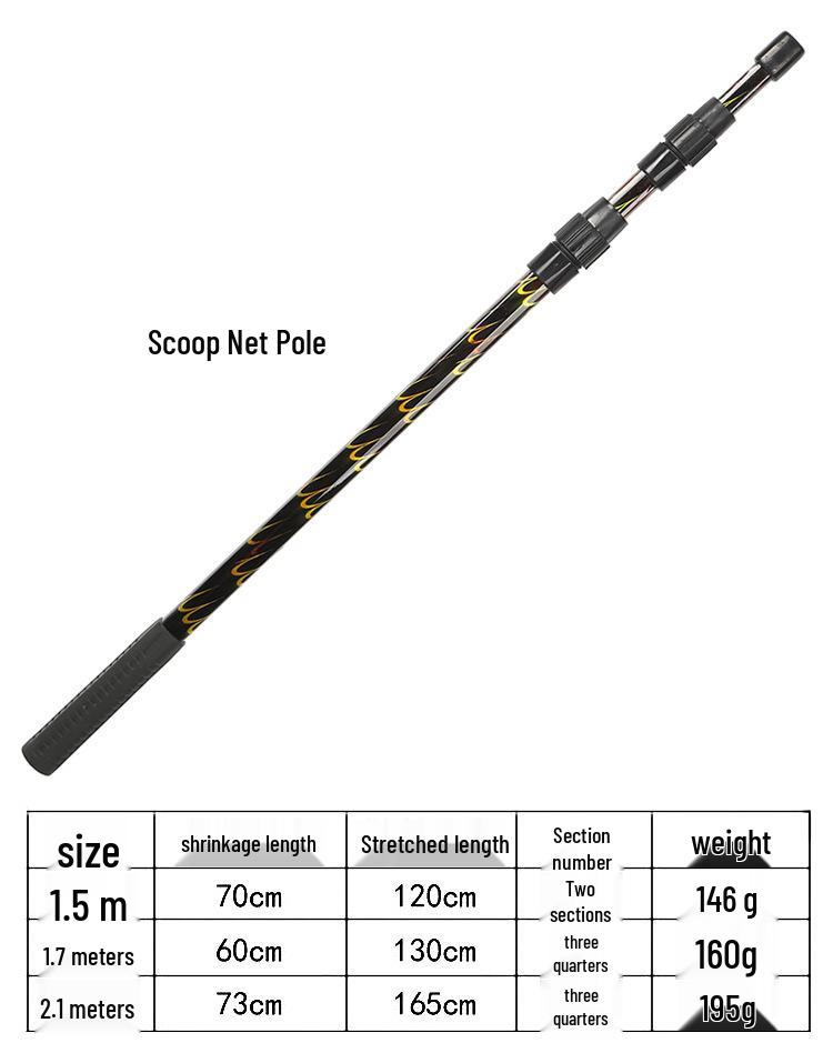 Telescopic Aluminum Alloy Landing Net with Folding Head for Catching Fish