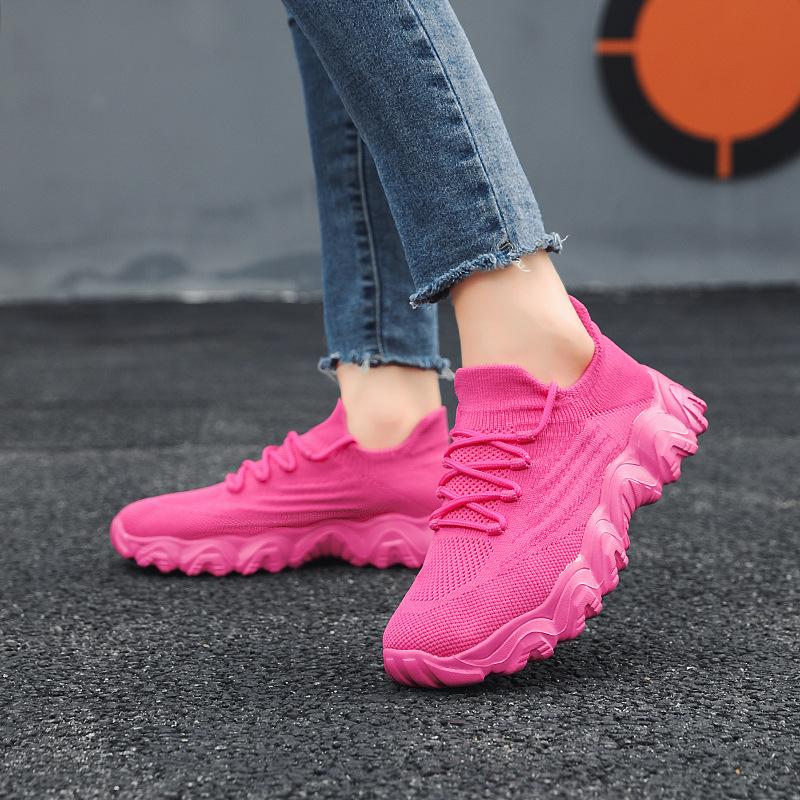 Summer foreign trade 20252025 large size lightweight sports shoes women's shoes breathable fly-woven socks little white shoes