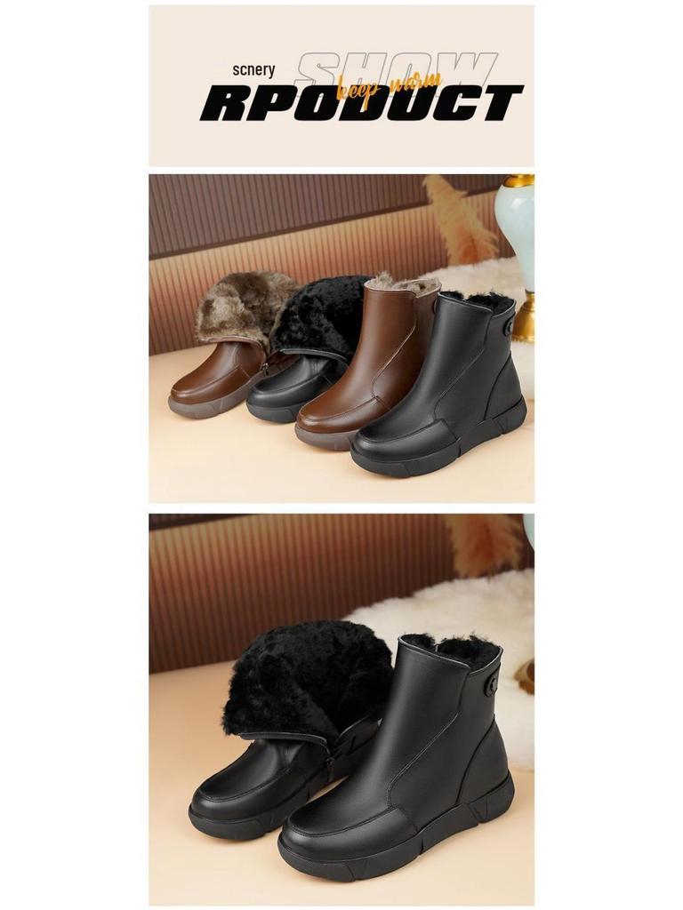 Damen Winter Schneestiefel mit Fleecefutter - Rutschfest, Verdickte Baumwolle Kurze Stiefel