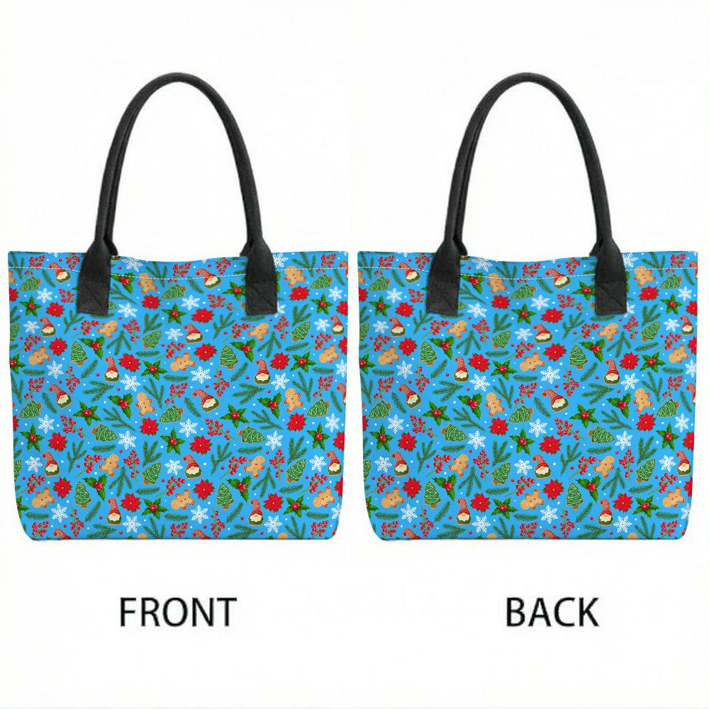 Christmas Printed Tote Bag Large Capacity Casual Handbag for Daily Shopping Holiday Use