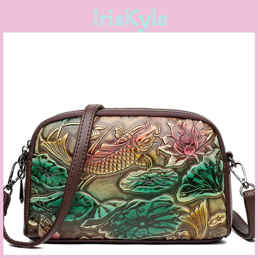Luxury Handbag Leather Quality High Designer Retro Ethnic Style 3d Printed Shoulder Bag Fashion Diagonal Cross Pocket Phone Bag