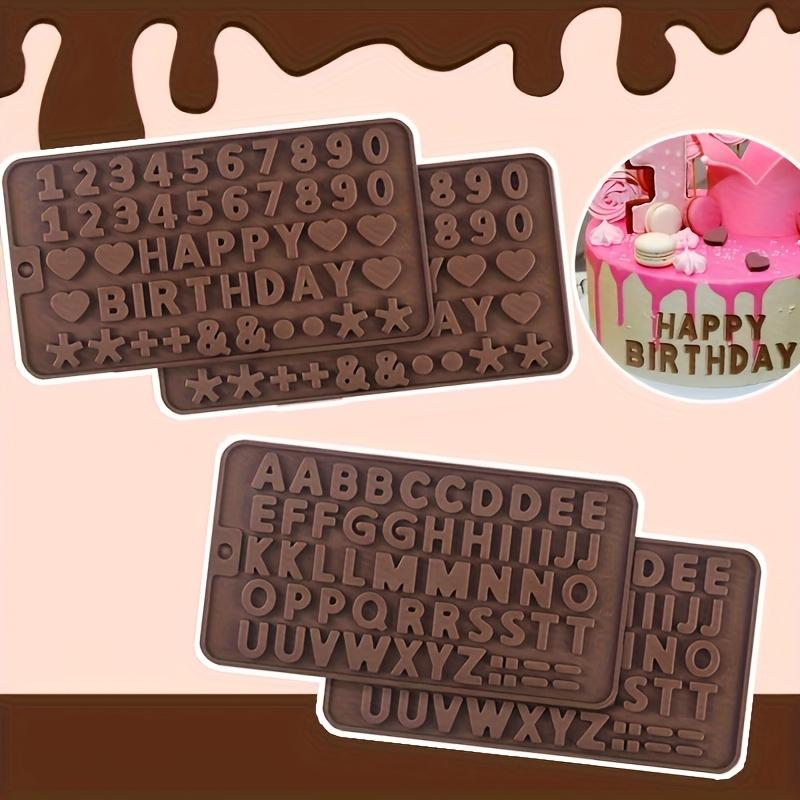 New Set of 2 Silicone Molds with English Letters and Numbers for Chocolate, Happy Birthday Cake Decorating Fondant Tools