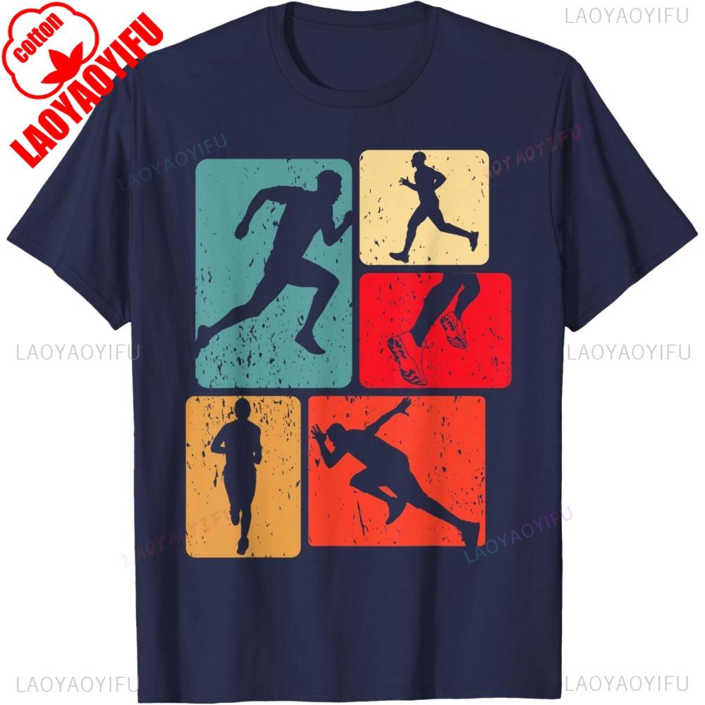Funny Runner Running Marathon Track and Field Lovers Outfit TShirt Cotton Casual Fashion Loose Harajuku Man Tshirt Y2k Tees