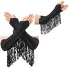 Adult Elbow Length Fingerless Gloves: Sparkling Sequined Tassel Design, Metallic Shiny Stage Opera Cosplay & Party Mittens