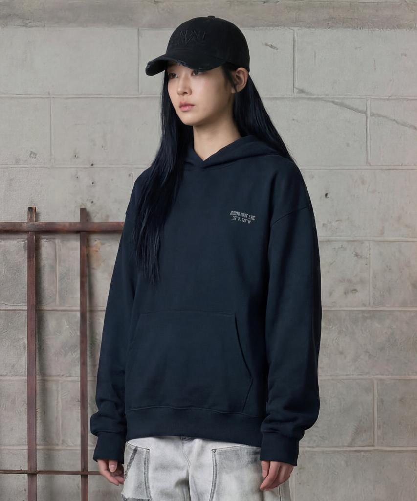 Oversized Basic Logo Hoodie [Navy]