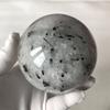 Beautiful Natural Black Hair Tourmaline Clear Quartz Crystal Ball Polished Healing