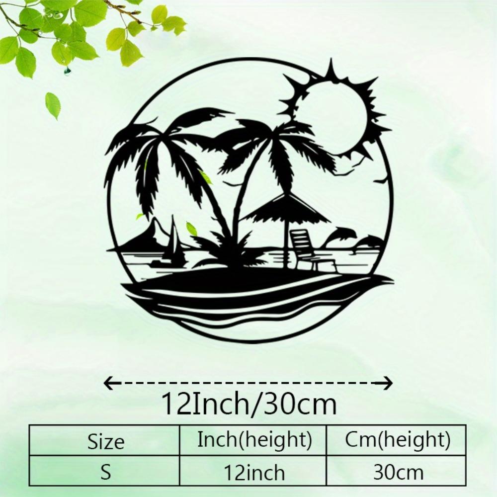 

Palm Tree Metal Wall Art, Coastal Theme Decor Powder Coated Mural Statue, Tropical Farmhouse Hanging Ornament Christmas Gift S/30CM/12Inch