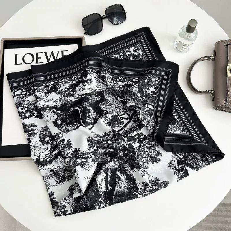 Wiosenny Szal Damski Luksusowy Design Szal Jedwab Gładki Szal Miękka Muzułmańska Opaska Szal Plaża 90x90cm