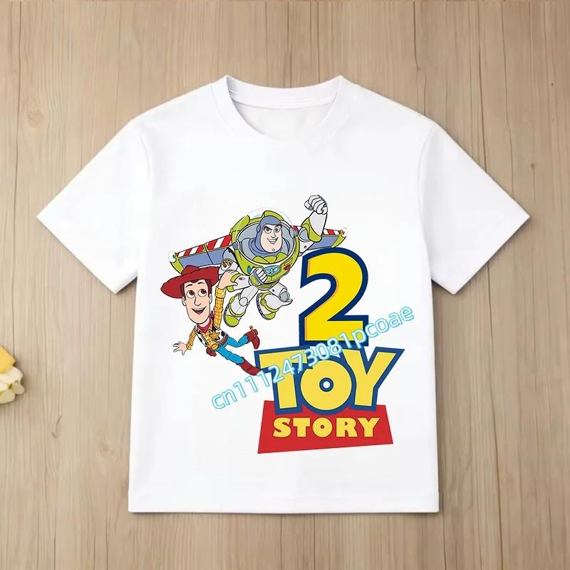 Toy Story Number 29 Tshirt Kawaii Birthday Tee Shirts Anime Figure Woody Buzz Lightyear Clothes Kid Girl Boy Short Sleeve Tops