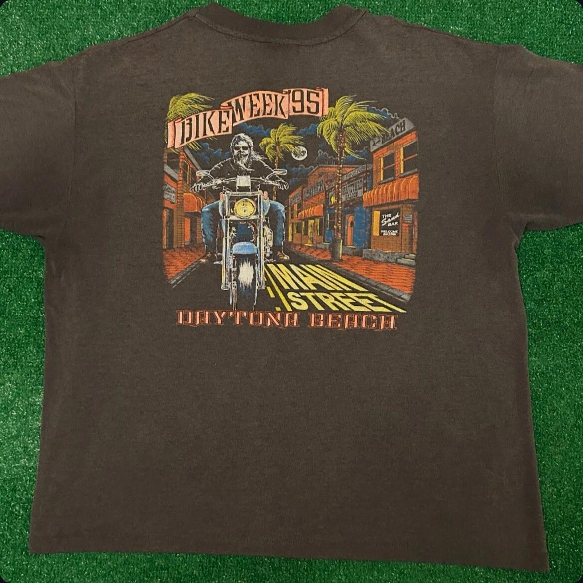 Vintage 90s Daytona Beach Florida Bike Week Main St Biker 1995 Shirt Mens Sz XL 4XL