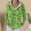 Women's Fashion Casual Sweater Button-Up Print Cardigan  Hooded Jacket