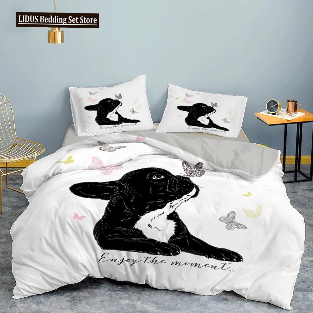 English Bulldog Duvet Cover Puppy Resting On A Sofa Funny Animal Photography Canine Decorative Seal Brown White Brown For Adults